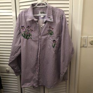 Country Store purple striped and embroidered women casual shirt, long sleeves, s
